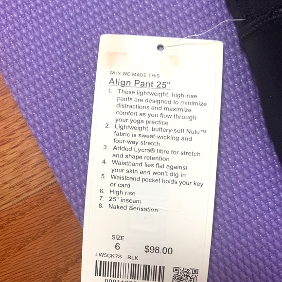 Lululemon Align sz 6 Black High Waist Leggings 25 - Picture 7 of 8